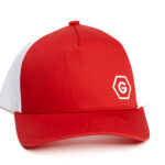 Red & White 5-Panel Retro Trucker Hat